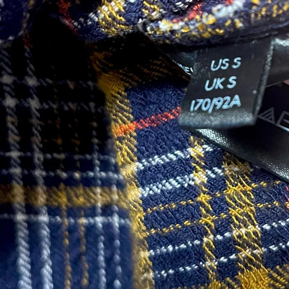 WE THE FREE PEOPLE Blue Plaid Flannel Shirt RIVETED Womens S Button Up Oversized - Picture 13 of 16